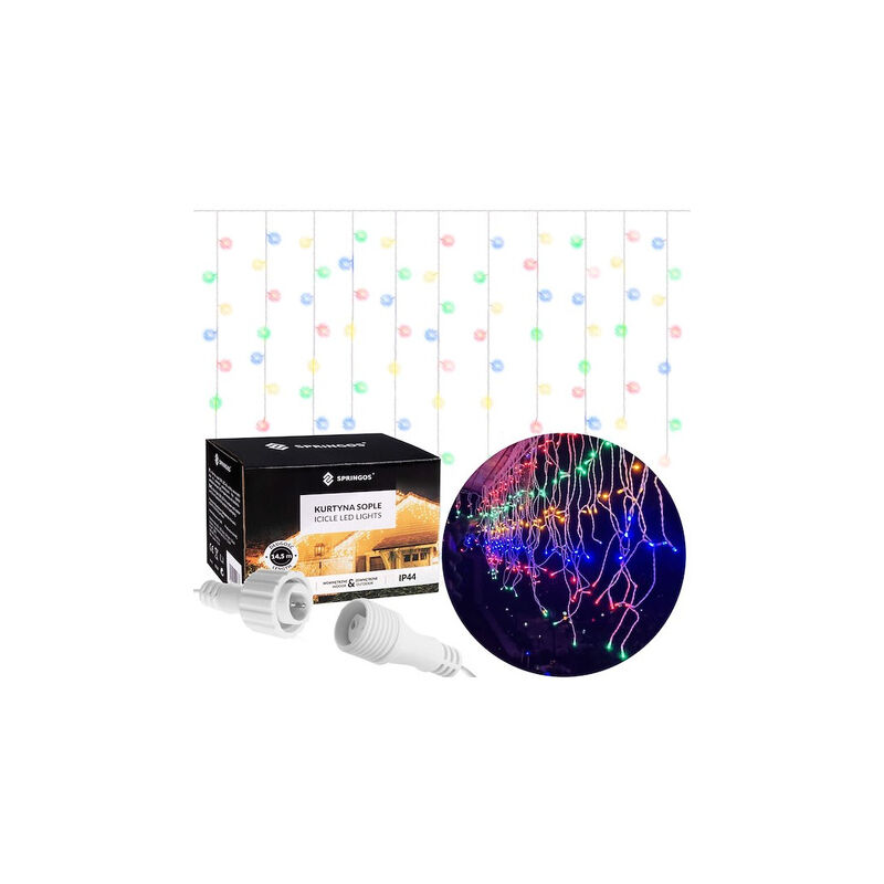 foto del prodotto springos tenda di luci a led 1500, catena luminosa, luci interne ed esterne, fauchi freddo bianco.