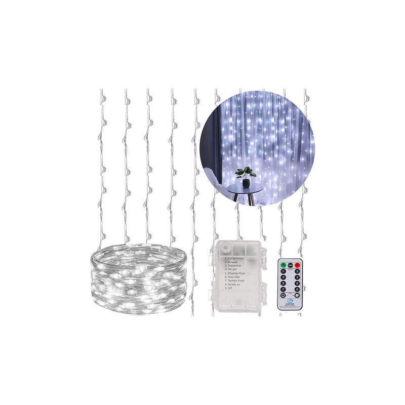 foto del prodotto springos tenda luminosa 300 led bianchi freddi per interni ed esterni
