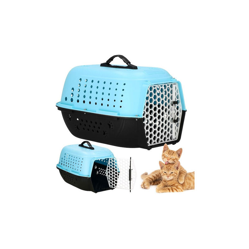 foto del prodotto springos trasportino per gatti, cani e conigli fino a 7 kg, 48x33x28 cm, blu e nero.
