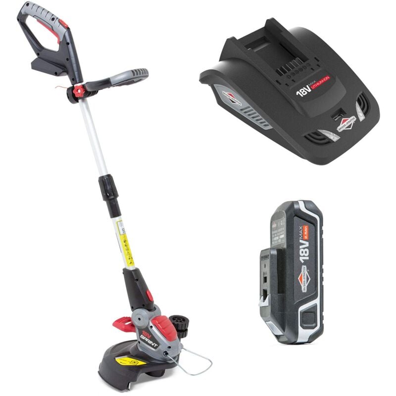 foto del prodotto sprint 18gtk kit decespugliatore a batteria 18v agli ioni di litio, powered by briggs stratton, larghezza taglio 30cm, incluso batteria da 2.5ah