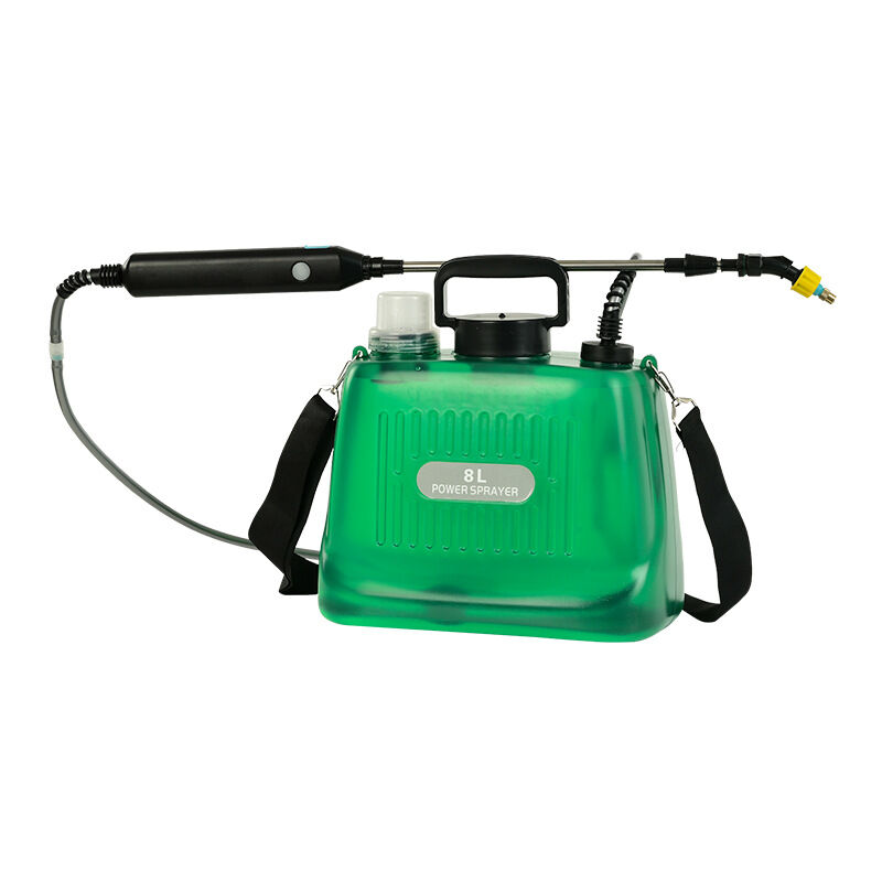 foto del prodotto spruzzatore a batteria, impugnatura ricaricabile, asta telescopica, spruzzatore da giardino con tracolla regolabile per prato, giardino, pulizia