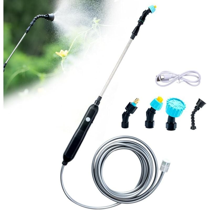 foto del prodotto spruzzatore elettrico da giardino spruzzatore da tetto spruzzatore elettrico spruzzatore a lancia telescopica con 4 ugelli e tubo da 10 m irrigazione
