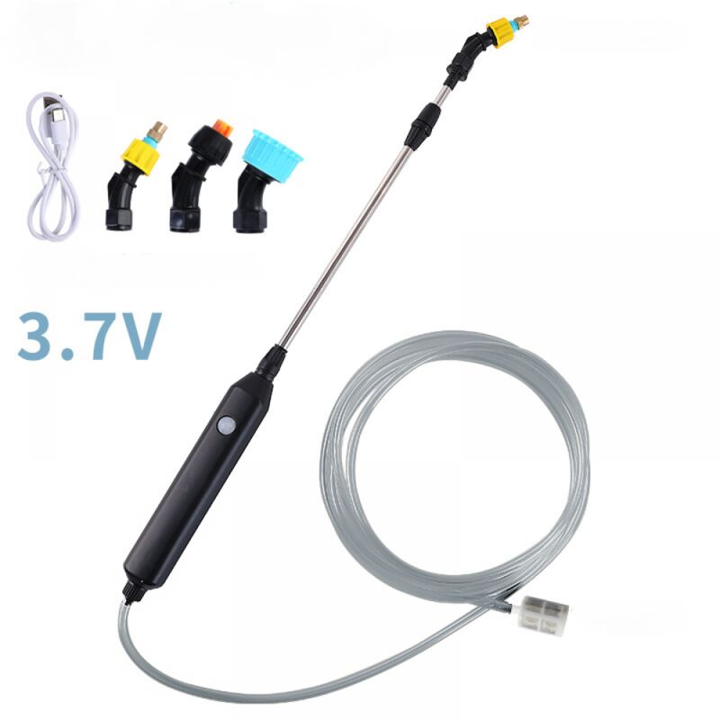 foto del prodotto spruzzatore elettrico per piante, lancia per irrigazione, spruzzatore da giardino portatile a batteria ricaricabile con 3 ugelli e tubo flessibile da