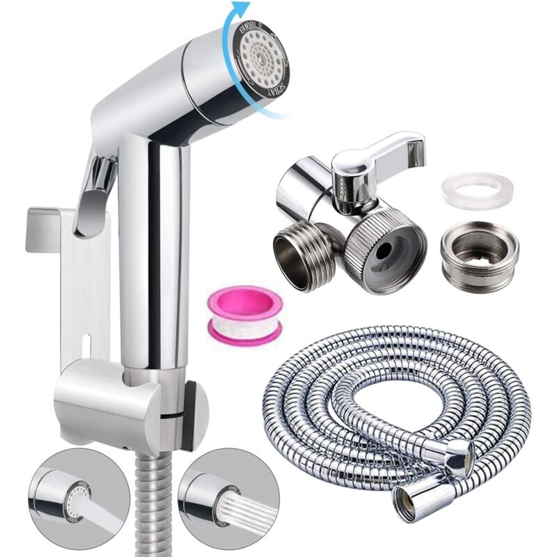 foto del prodotto spruzzatore per bidet e wc attacco per bidet in acciaio inossidabile per acqua calda per lavandino o wc, include tubo flessibile in acciaio