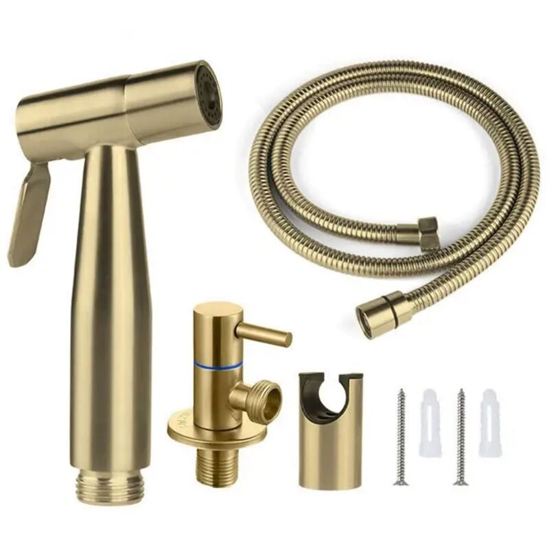 foto del prodotto spruzzatore per bidet in acciaio inossidabile inhhub, kit spruzzatore per bidet, spruzzatore per rubinetto oro