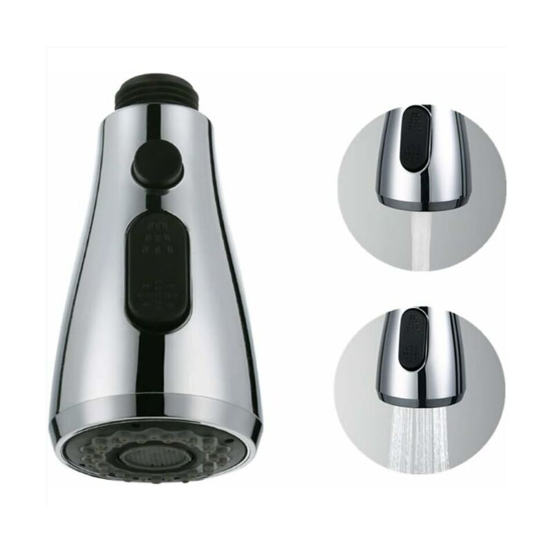 foto del prodotto spruzzatore per rubinetto con pulsante di arresto, 3 tipi di getto retrattile, lavello da cucina, testa professionale per miscelatore wc, rubinetto