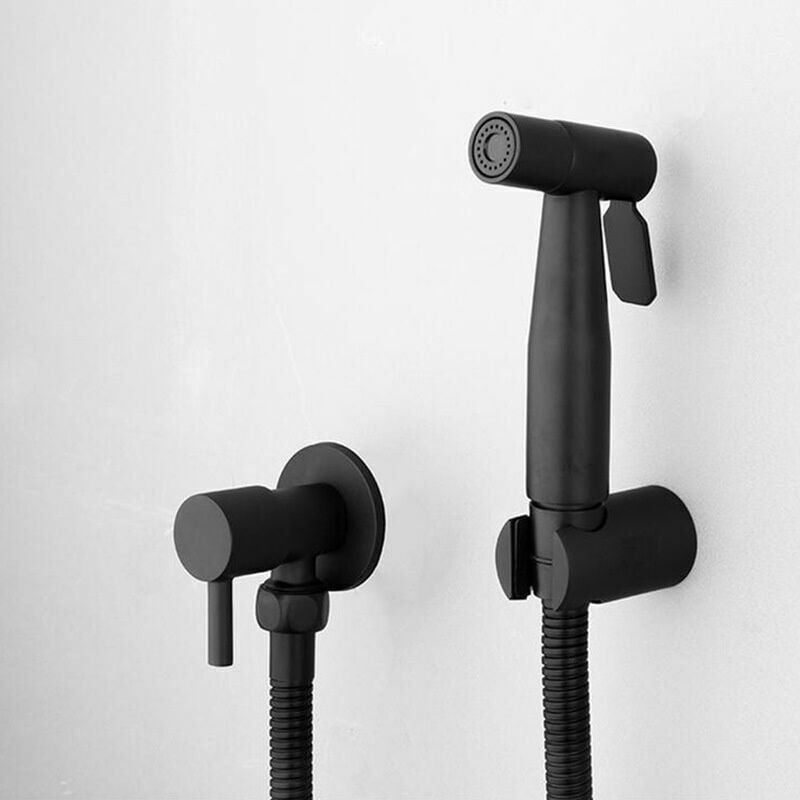foto del prodotto spruzzatore portatile nero per bidet, rubinetto per wc, acciaio inossidabile, bagno freddo, valvola shattaf, set spray