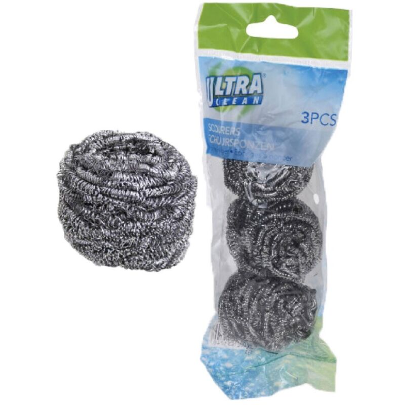 foto del prodotto spugna da cucina in acciaio set 3 pezzi