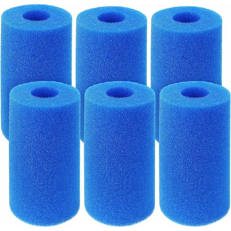 foto del prodotto spugna filtrante tipo b, cartucce filtranti in schiuma per piscina, filtro in schiuma blu 6 pezzi 10 x 4 x 20 cm 