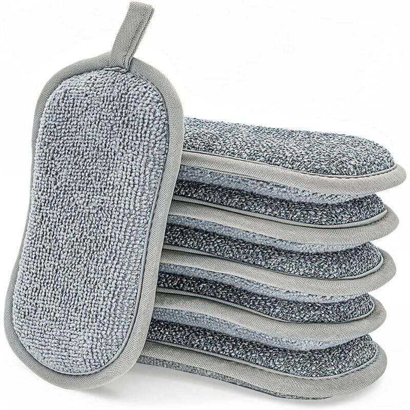 foto del prodotto spugna lavabile per i piatti, 6 pagliette biadesive antigraffio. la spugna da cucina antibatterica in microfibra pulisce efficacemente tutte le