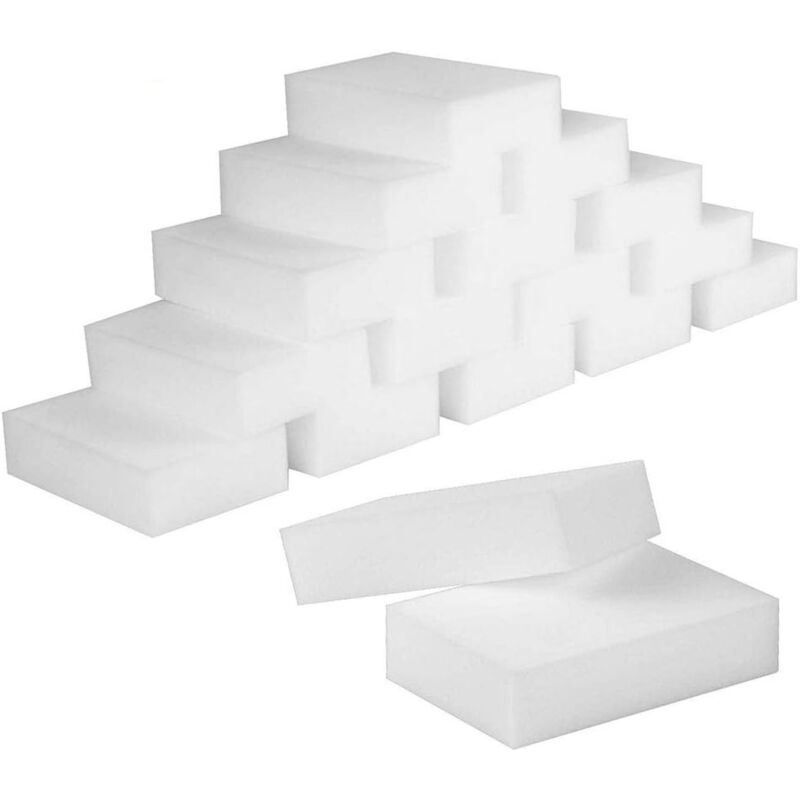 foto del prodotto spugne magiche, 50 pezzi di spugna per la pulizia in melamina gomma magica per bagno, piscina, cucina, pavimento, parete bianco 10x7x3 cm