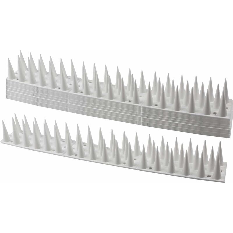 foto del prodotto spuntoni anti uccelli, 14 pezzi spuntoni anti piccioni da 4,6 metri, 3 file, difesa per animali in plastica per gatti, passeri, davanzali, tetti,