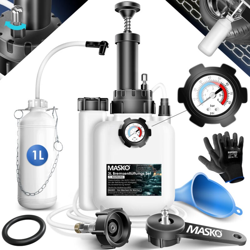 foto del prodotto spurgo freni auto spurgo freni auto cambio fluido freni 3l per freni a disco e a tamburo con pompa manuale e contenitore di aspirazione da 1l per