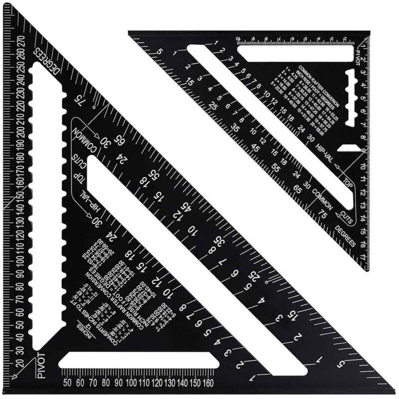 foto del prodotto squadra da carpentiere multifunzione 18 cm e 30 cm, triangolo metallo alluminio righello quadrato goniometro angolo guida 45 90 gradi strumenti da