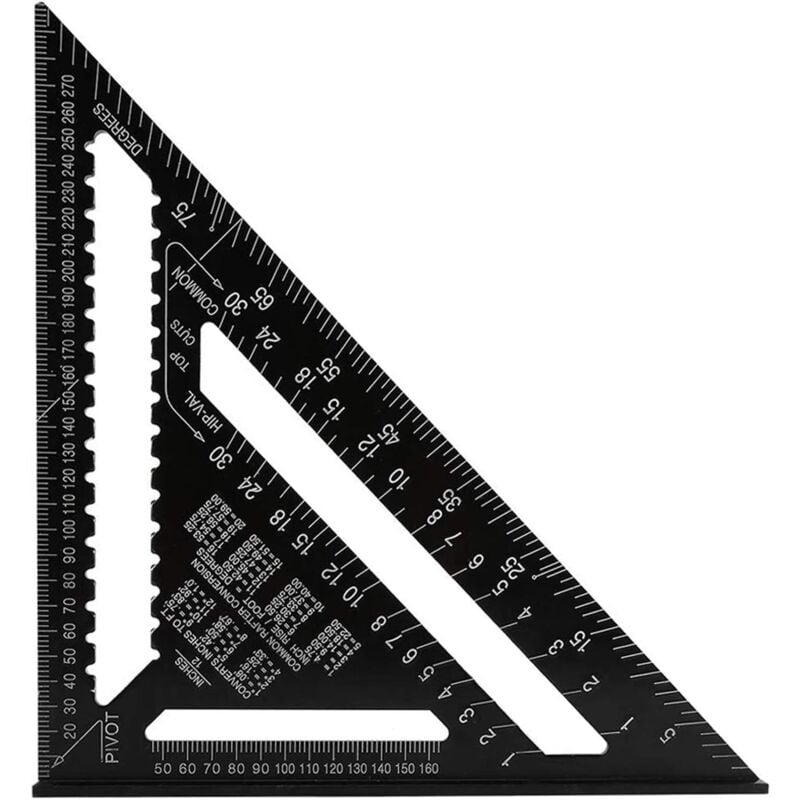 foto del prodotto squadra triangolare metrica professionale, squadra da carpentiere ad alta precisione da 30 cm 300 mm, righello angolare per carpenteria in lega di