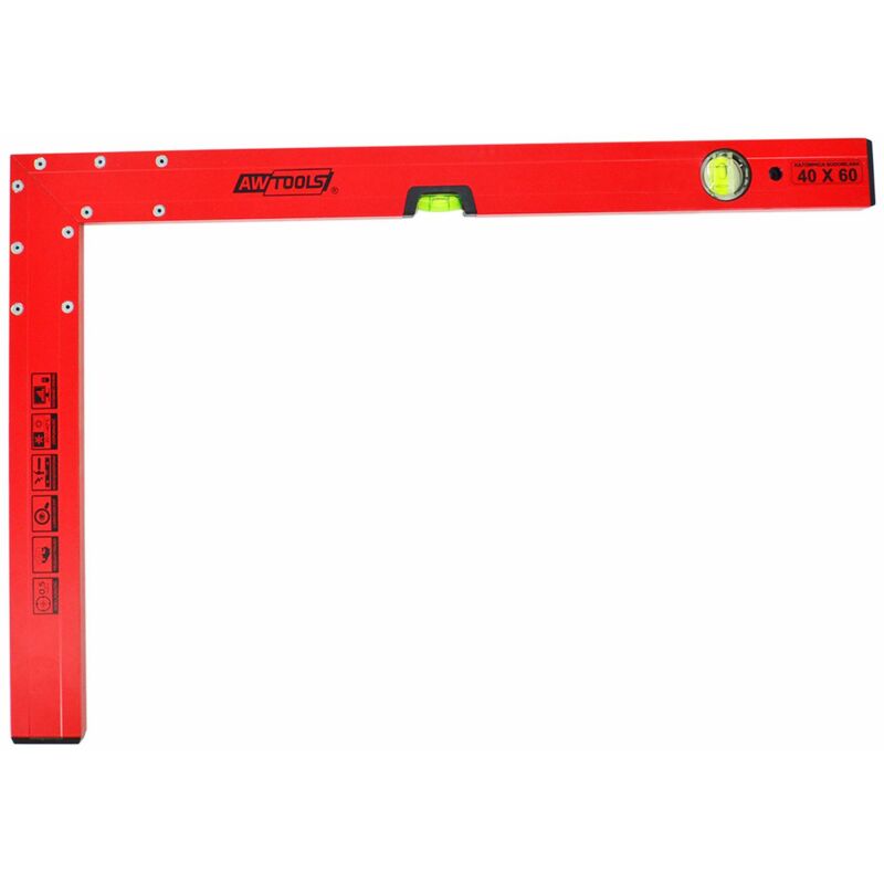 foto del prodotto squadra verticale e orizzontale awtools 50x100cm, strumento di misura de in robusto acciaio, ideale per controllare il livello e gli angoli retti in
