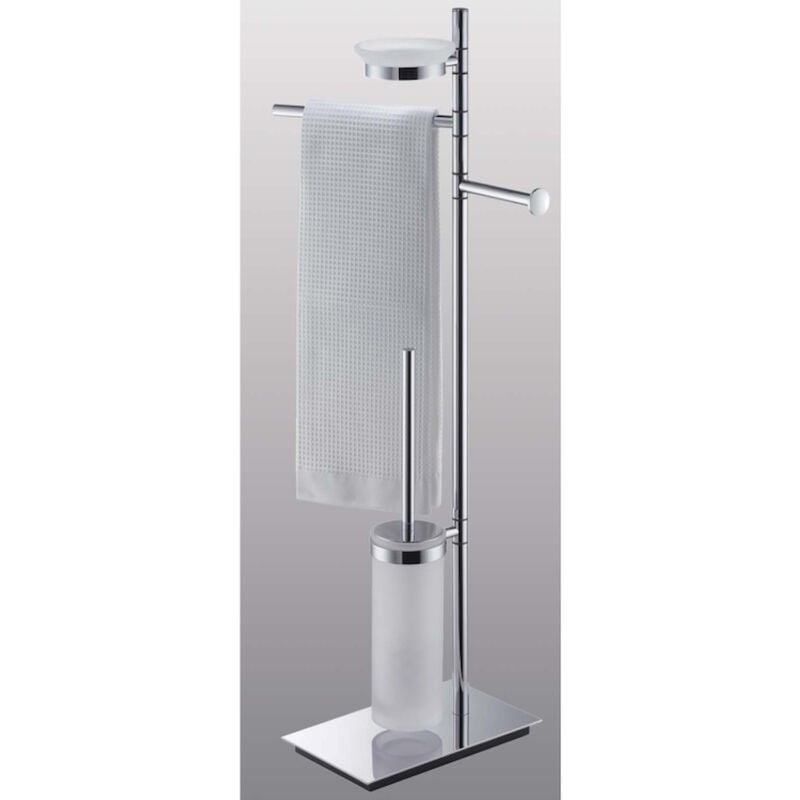 foto del prodotto square piantana con porta sapone, rotolo, scopino e salviette cromato codice prod b99030cr colombo design