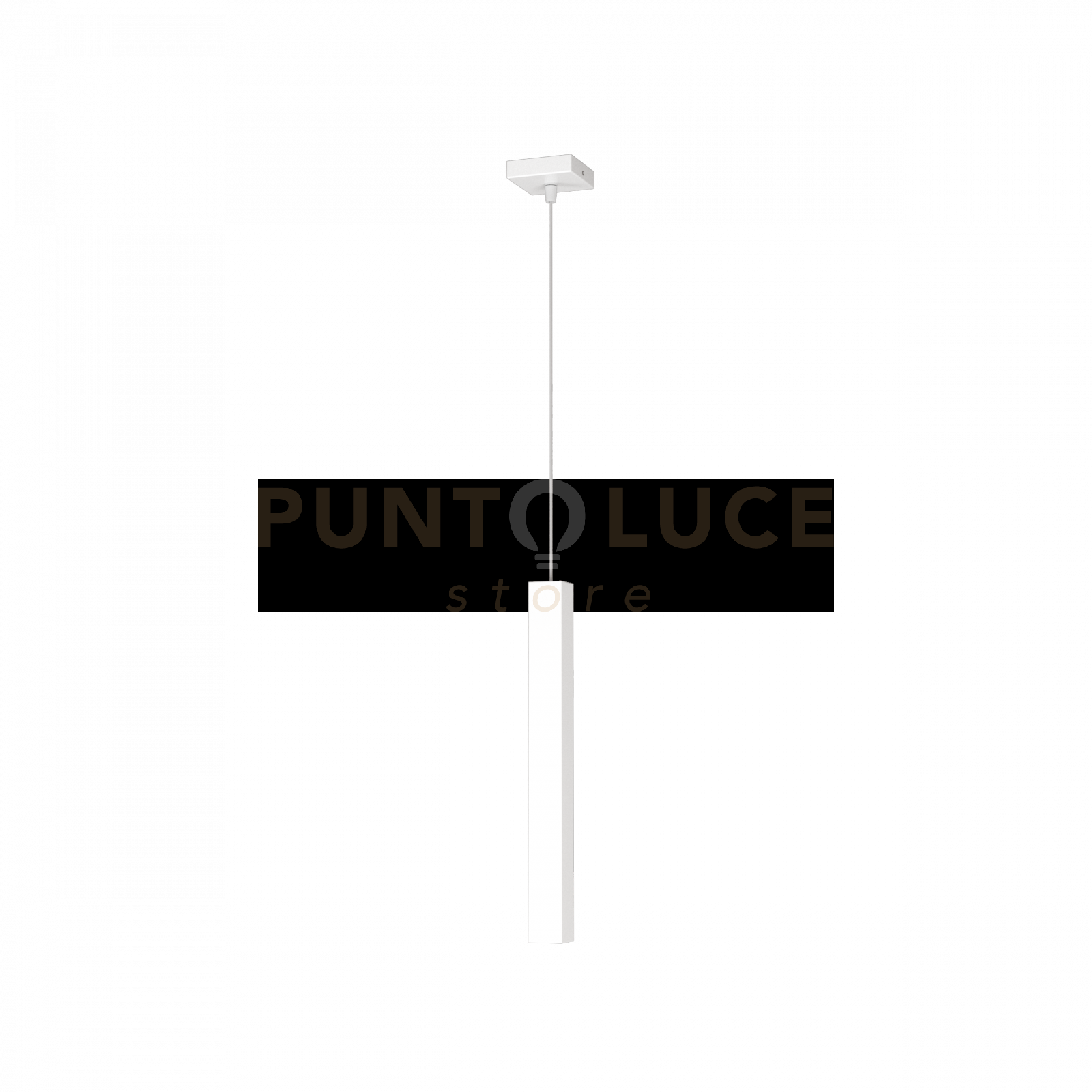 foto del prodotto square tube sospensione 1 luce bianco cavo cm.250 con base 1173-s1-bi