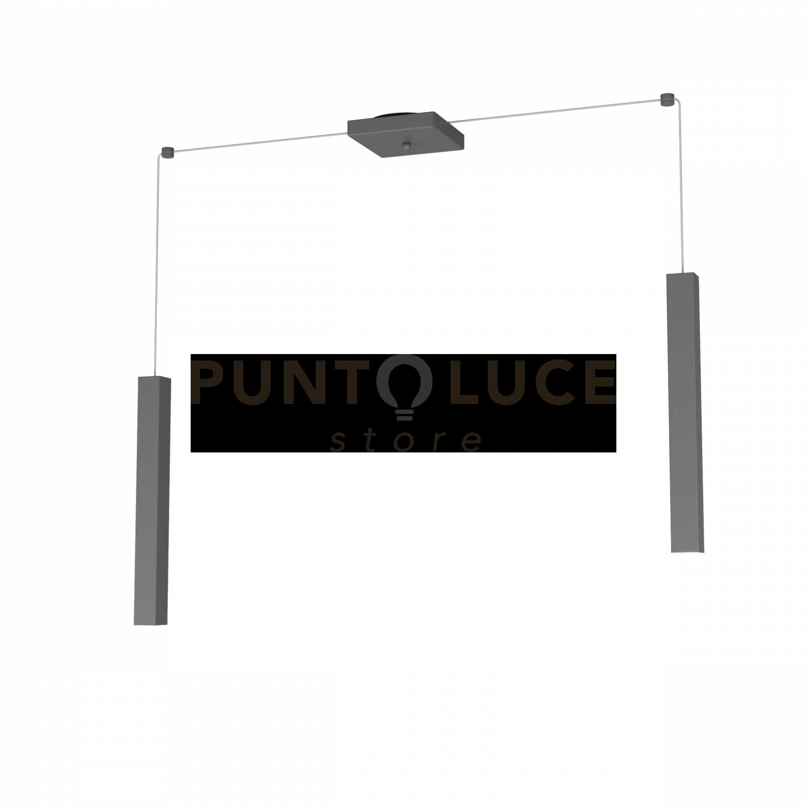 foto del prodotto square tube sospensione 2 luci grigio antracite cavo cm.250 con base 1173 s2 ga