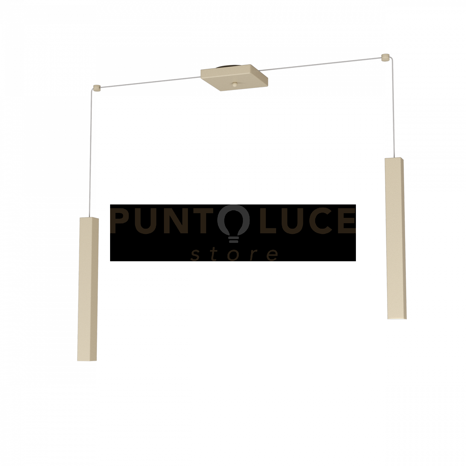 foto del prodotto square tube sospensione 2 luci sabbia cavo cm.250 con base 1173 s2 sa