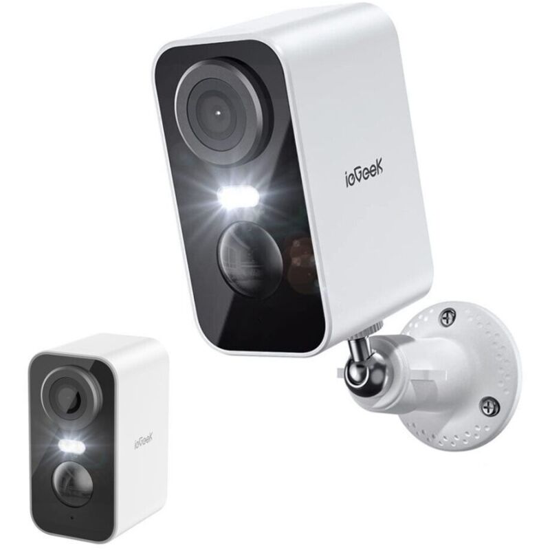 foto del prodotto srihome iegeek 2k telecamera wi fi batteria senza fili,visione notturna a colori, rilevamento persona, sirena,ip65,audio,sd cloud