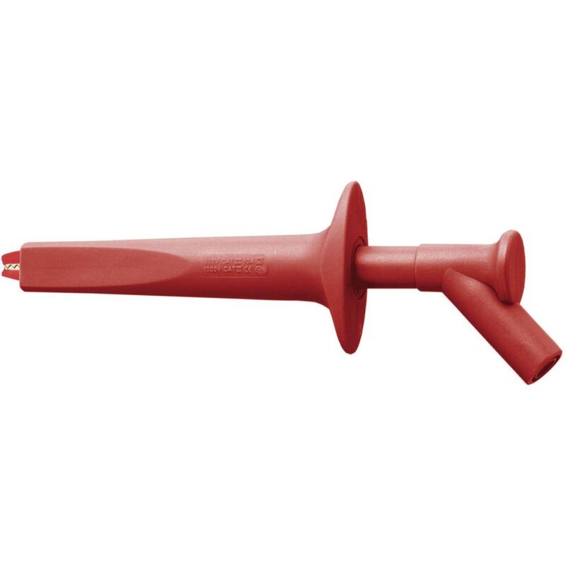 foto del prodotto st ubli ab200 morsetto a clip coccodrillo isolato connettore 4 mm cat iv 1000 v rosso