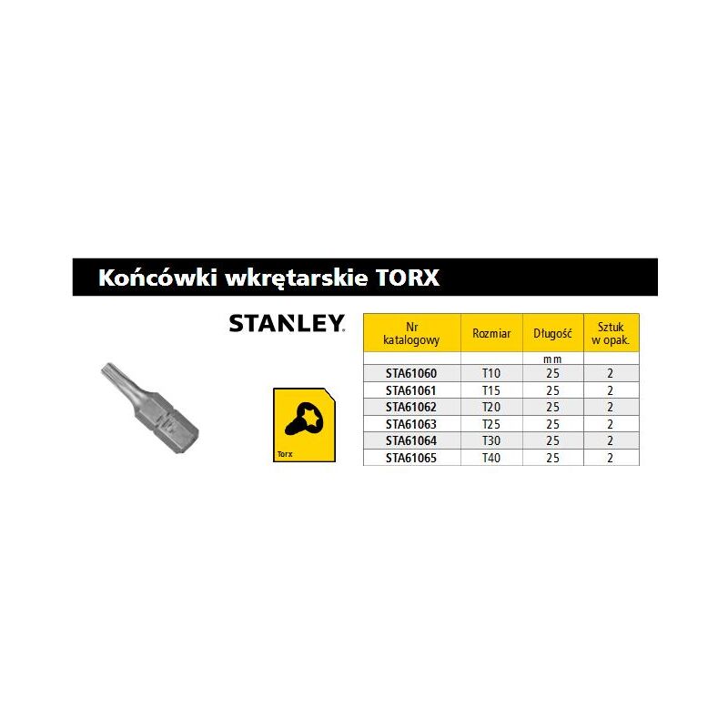 foto del prodotto sta61063 xj punta del cacciavite de cacciavite 2 pezzo i stanley