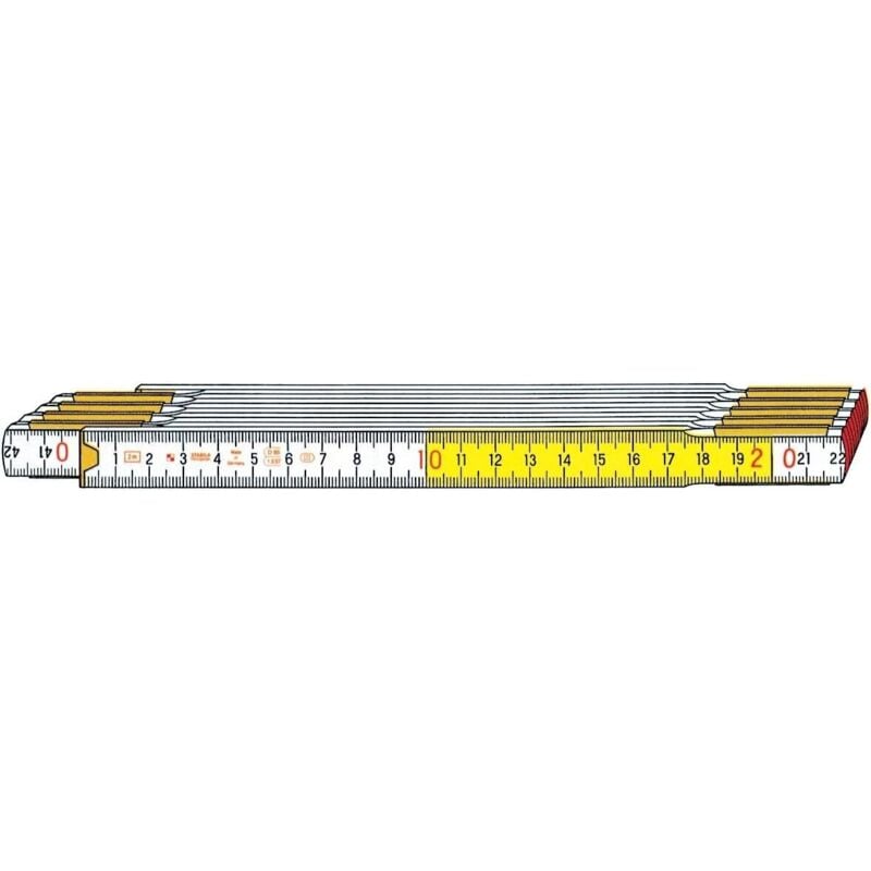 foto del prodotto stabila metro doppio legno bicolore 10 aste mod 717 metro bianco e giallo
