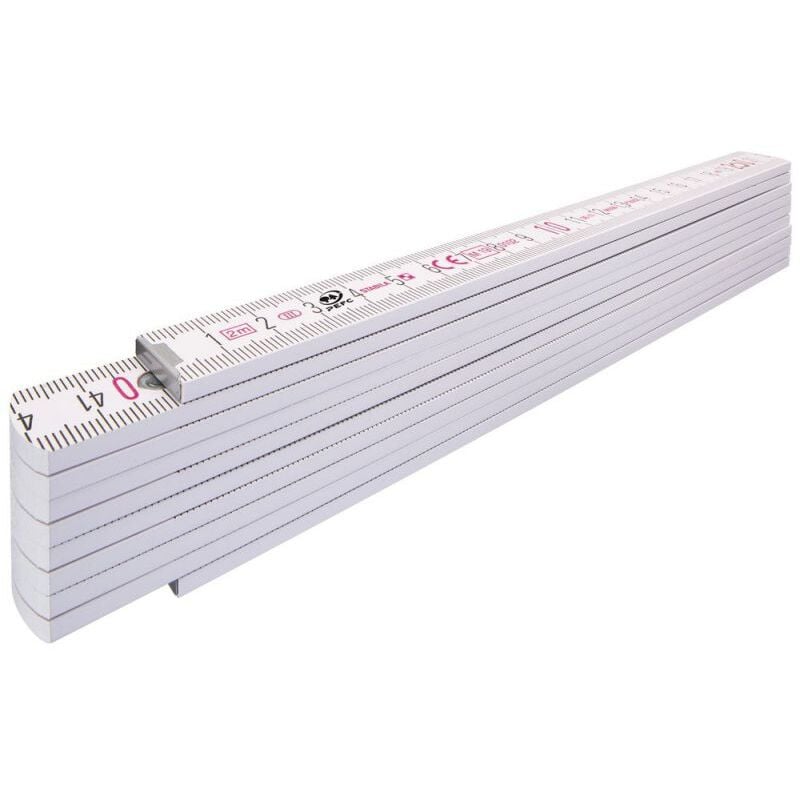 foto del prodotto stabila metro pieghevole in legno tipo 1407, 2 m, bianco, scala metrica 14557