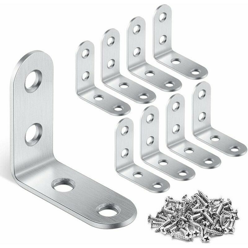 foto del prodotto staffa angolare da 16 pezzi 40 mm x 40 mm, angolo retto di 90 gradi, staffa angolare in acciaio inossidabile, staffa angolare a l con 64 viti,