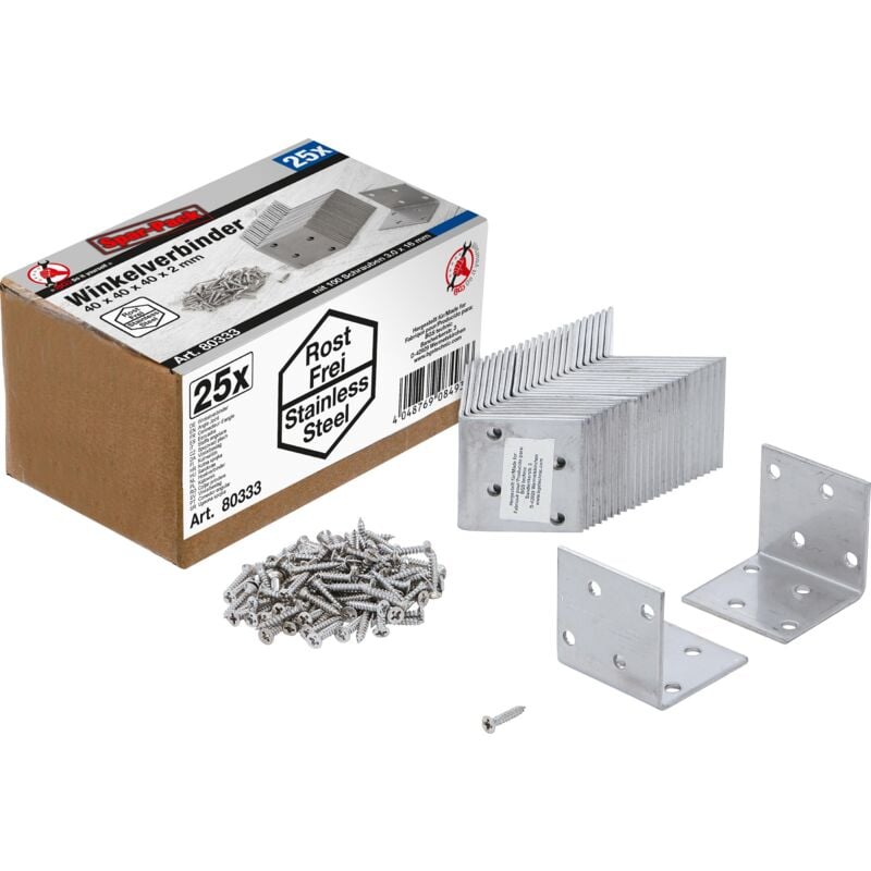 foto del prodotto staffa angolare inossidabile 40 x 40 x 40 mm confezione risparmio 25 pezzi