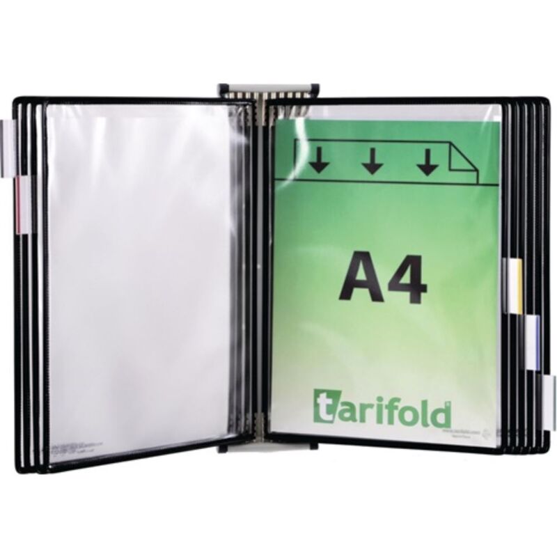 foto del prodotto staffa da parete 5 pannelli display neri con cornice in filo metallico, ramati per din a4