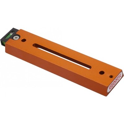 foto del prodotto staffa geoptik 30a061 coda di rondine anodizzata 170mm con asola e bolla colore arancione