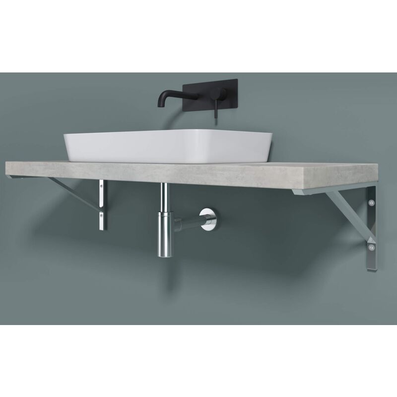 foto del prodotto staffa per mensola reggimensola triangolare 50 cm in acciaio inox cromo, supporto a l per scaffali a muro 500x250 mm, 1 pezzo wh02 doporro