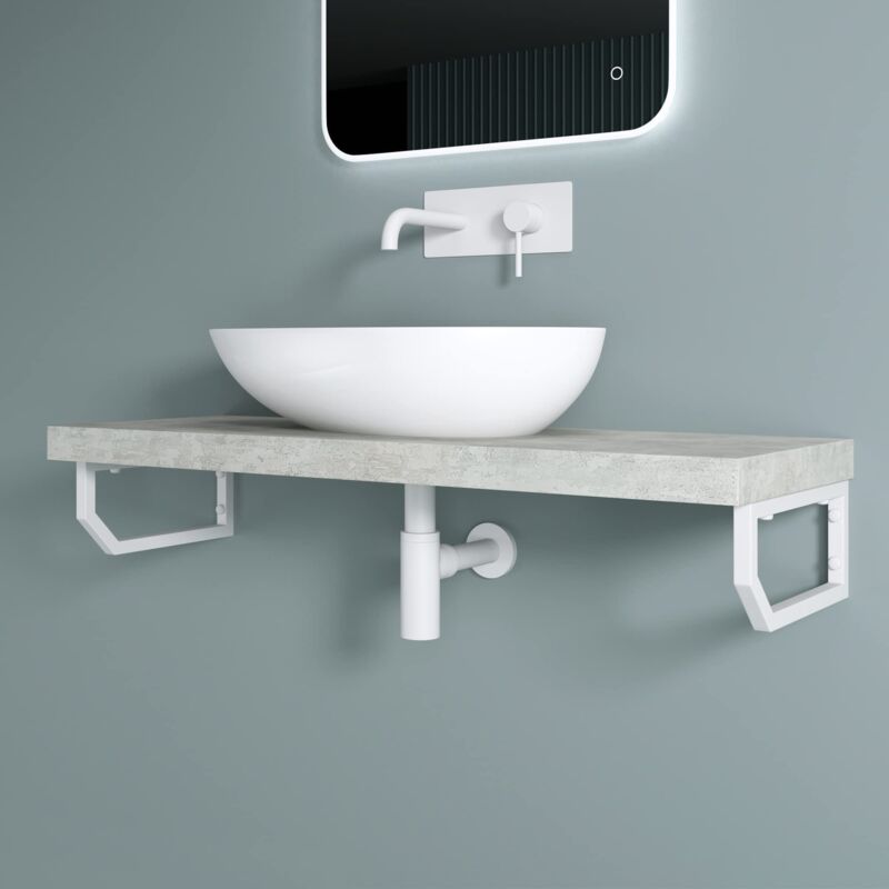 foto del prodotto staffa per scaffale reggimensola rettangolare 33 cm in acciaio inox bianco, supporto da parete per mensole, lavabi e portasciugamani, dimensioni