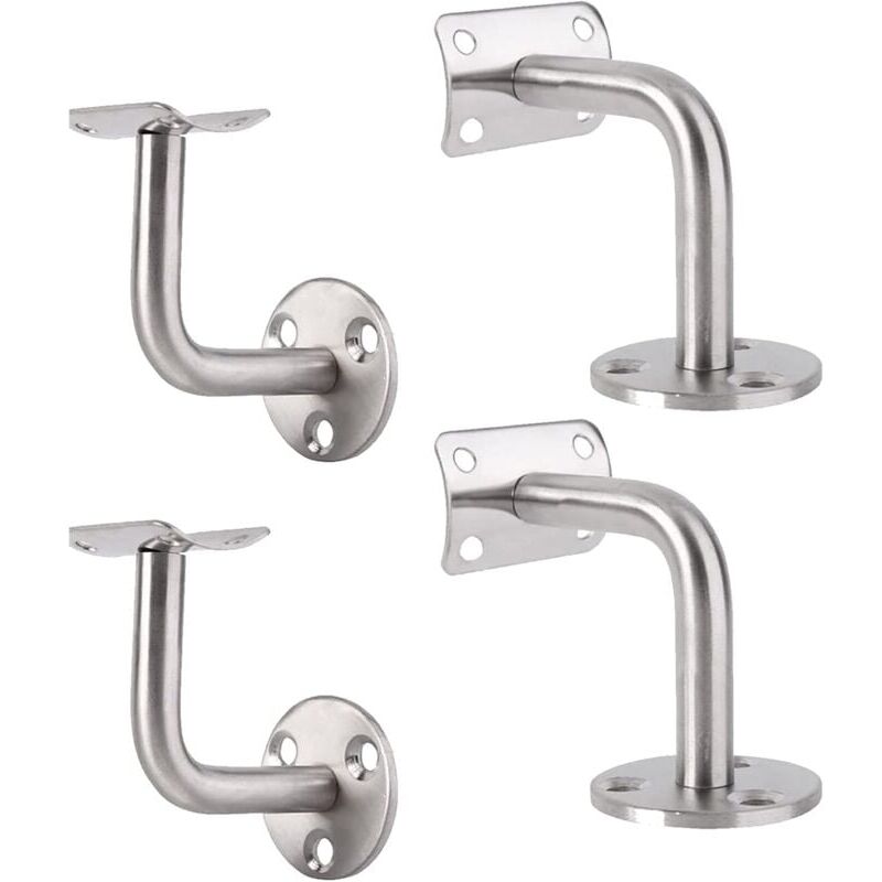foto del prodotto staffe in acciaio inossidabile da 4 pezzi, staffa da parete in acciaio inossidabile, supporto per asta da parete, staffa per tubo da 90 per