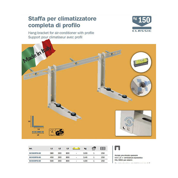 foto del prodotto staffe mensole supporti pro climatizzatore made in italy cert. tuv clima.