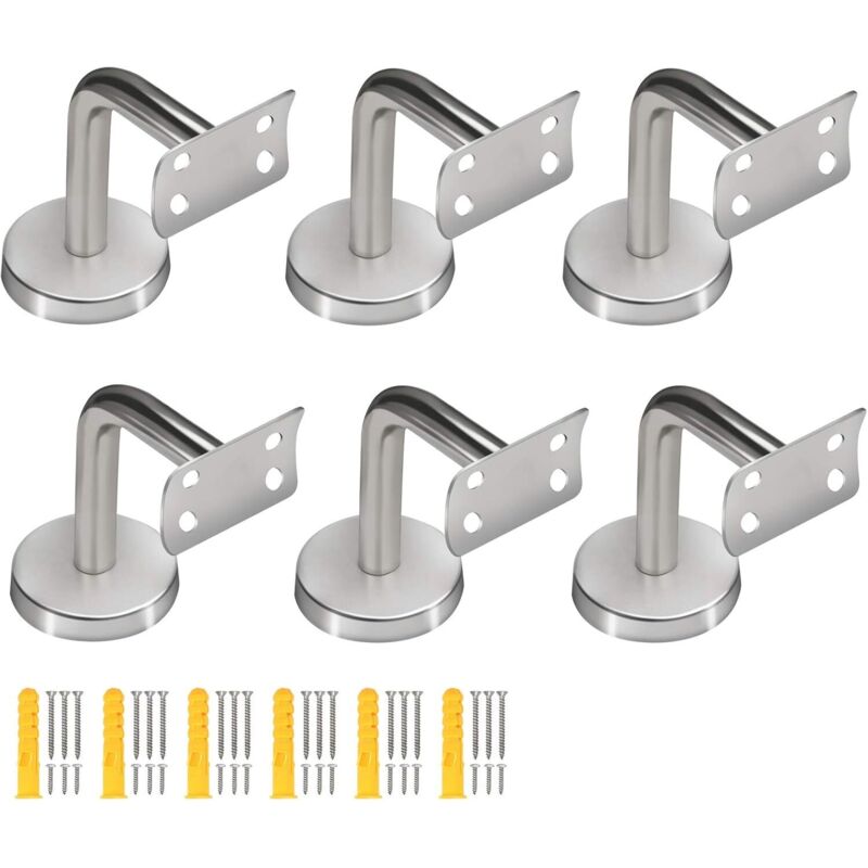 foto del prodotto staffe per corrimano in acciaio inossidabile, confezione da 6, staffe per corrimano curve per ringhiere rotonde, staffe per ringhiere per scale,