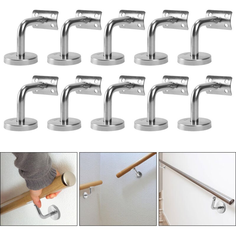 foto del prodotto staffe per corrimano in acciaio inox 304 per scale all aperto e per interni, staffe per corrimano a parete per scale 10 pezzi