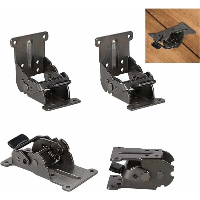 foto del prodotto staffe per gambe da tavolo pieghevoli da 4 pezzi, staffe pieghevoli a 180 con viti, cerniere pieghevoli, estensione autobloccante, staffa per
