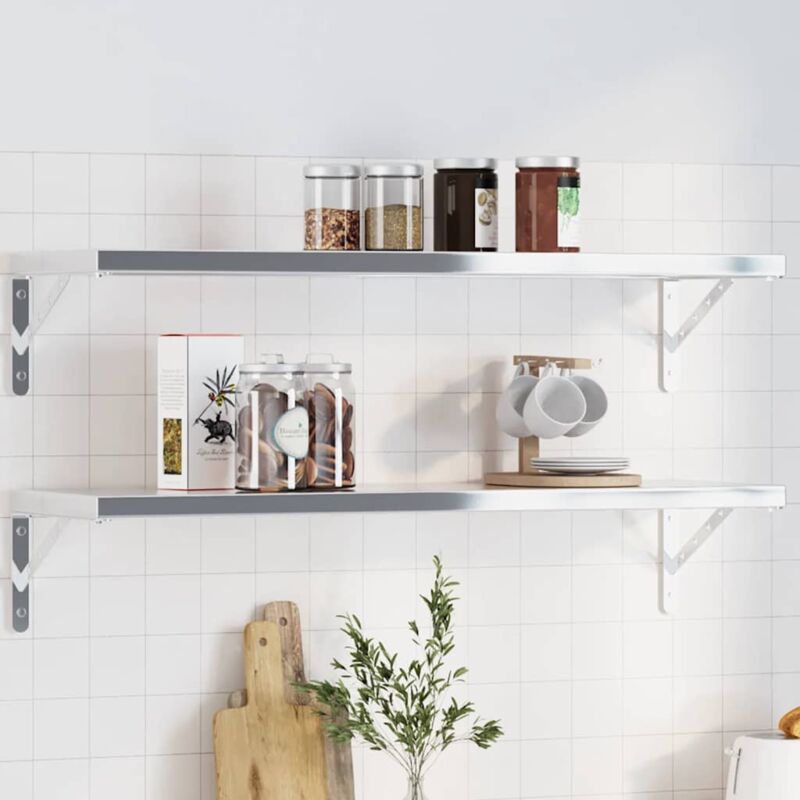 foto del prodotto staffe per mensola 4 pz 30x2,5x15,5 cm in acciaio inox argento vidaxl