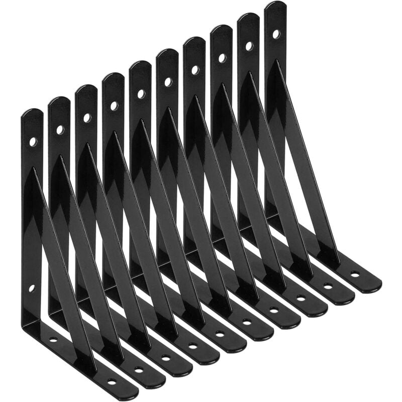 foto del prodotto staffe per mensole, 10 pezzi staffe per mensole in acciaio triangolari a 90 gradi, supporti per mensole da 150 mm x 95 mm, supporto angolare con 50