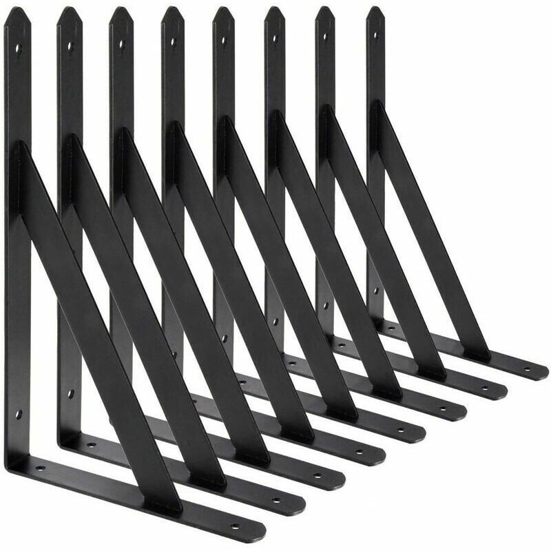foto del prodotto staffe per mensole a muro, 8 pezzi staffe triangolari in acciaio a 90 gradi, staffe per mensole da 200 mm x 120 mm, supporto per rinforzo angolare