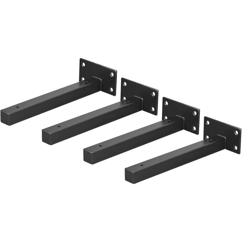 foto del prodotto staffe per mensole galleggianti, staffe metalliche industriali da 250 mm per mensole, staffe per mensole a parete, nere sollbry