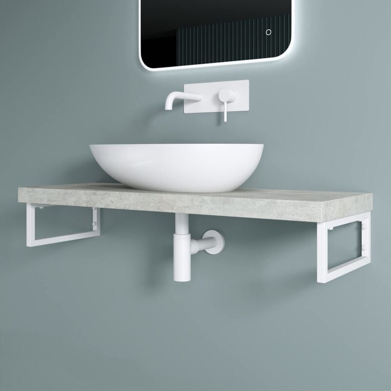 foto del prodotto staffe reggimensola rettangolare in acciaio inox supporti da parete per mensole, lavabi e porta asciugamani, bianco, set da 2 pezzi, 350x150 mm