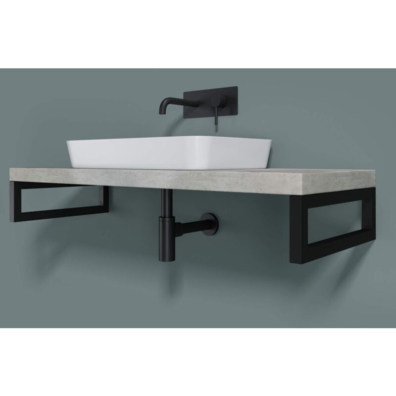 foto del prodotto staffe reggimensola rettangolare in acciaio inox supporti da parete per mensole, lavabi e porta asciugamani, nero, set da 3 pezzi, 500x150 mm - wh01