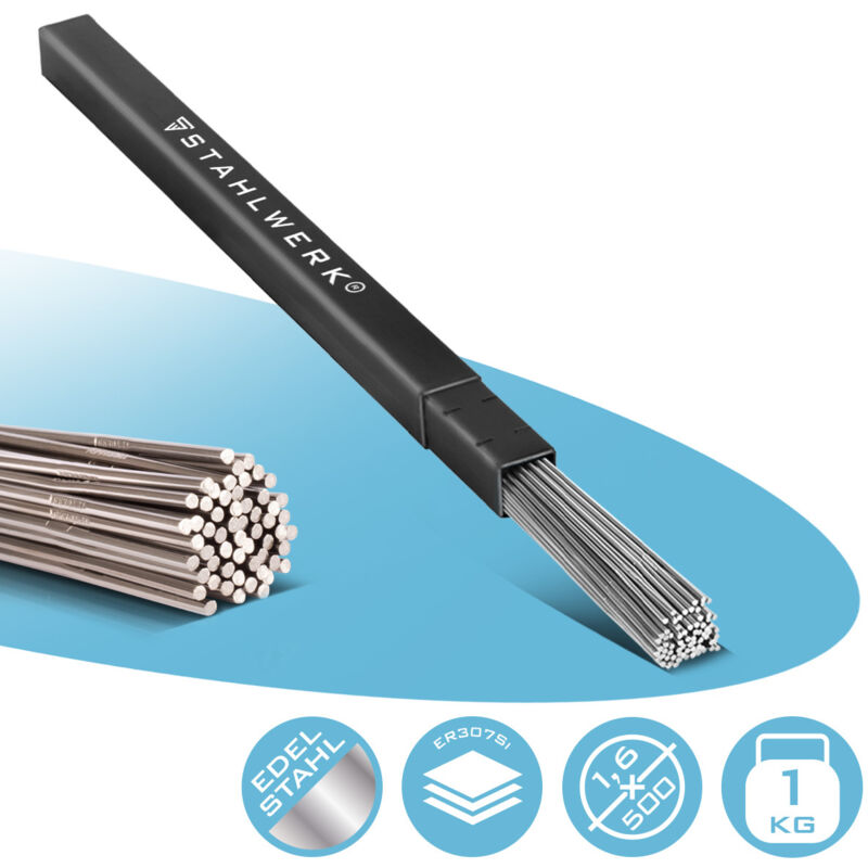 foto del prodotto stahlwerk bacchette per saldatura tig er307si in acciaio inox altamente legato 1,6 mm x 500 mm