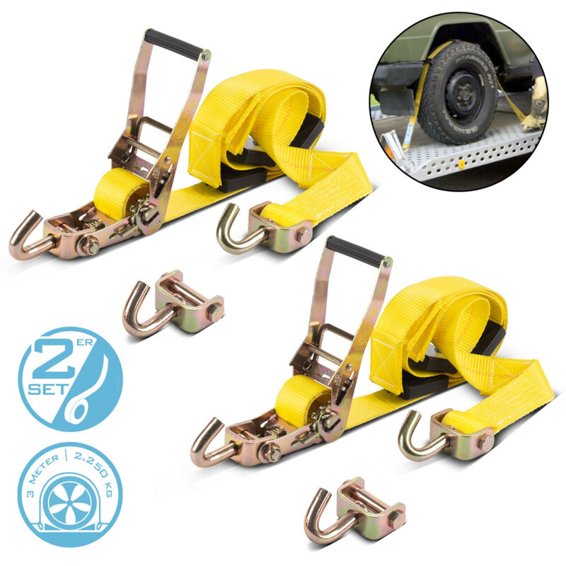 foto del prodotto stahlwerk bloccaruote trs 50 st set di 2 cinghie a cricchetto per pneumatici da