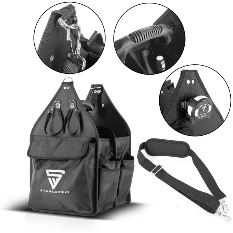 foto del prodotto stahlwerk borsa porta attrezzi borsa di montaggio con 11 tasche esterne e 2 scomparti interni