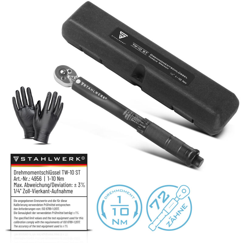 foto del prodotto stahlwerk chiave dinamometrica tw 10 st 1 10 nm 1 4 di pollice con scala micrometrica
